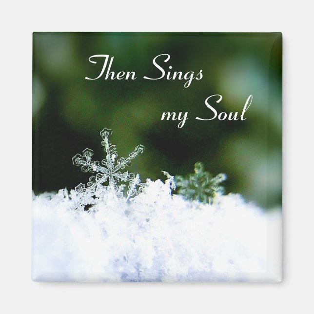 Beautiful Sings my Soul Winter Snowflake Magnet (Front)