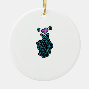 Beautiful Skeleton Hands With A Heart Signal For H Ceramic Tree Decoration