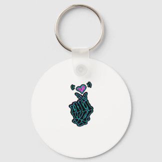 Beautiful Skeleton Hands With A Heart Signal For H Key Ring