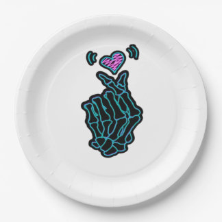 Beautiful Skeleton Hands With A Heart Signal For H Paper Plate