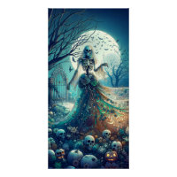 Beautiful Skeleton in Graveyard