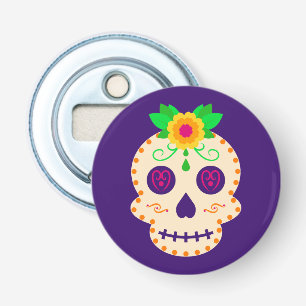 Beautiful Skull with Flowers Día de los Muertos Bottle Opener
