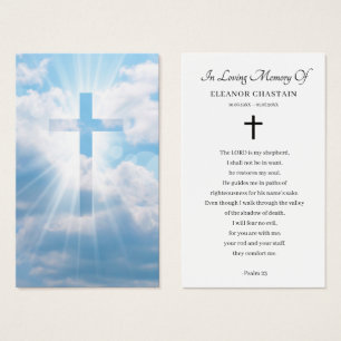 Beautiful Sky Cross Funeral Memorial Prayer Cards