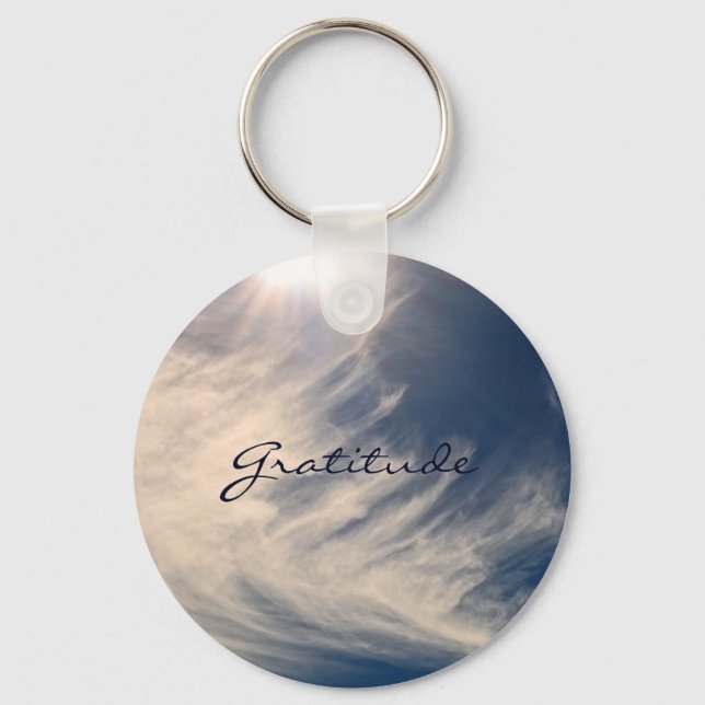 Beautiful Sky & Gratitude Inspires Custom Key Ring (Front)