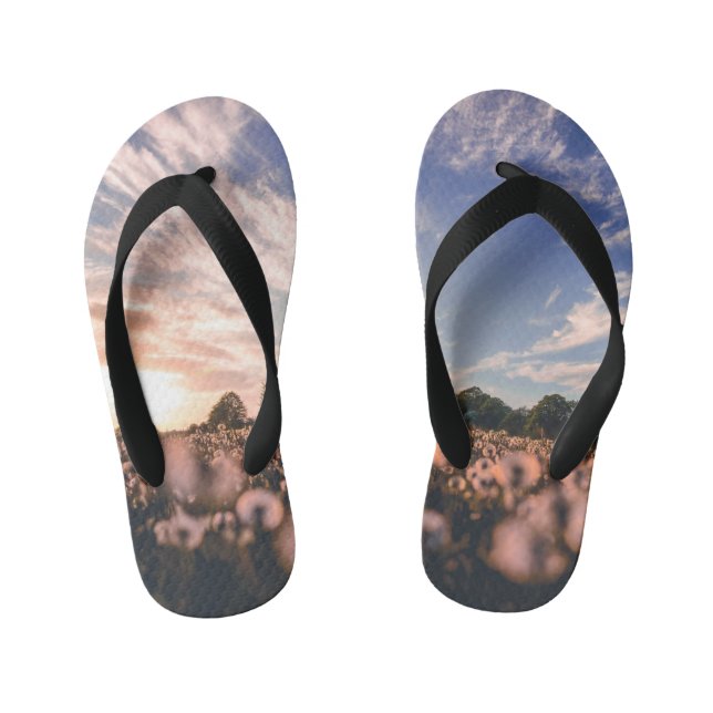 beautiful sky over the plain kid's jandals (Footbed)