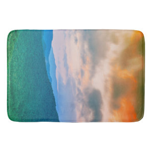 Beautiful sky,red clouds bath mat