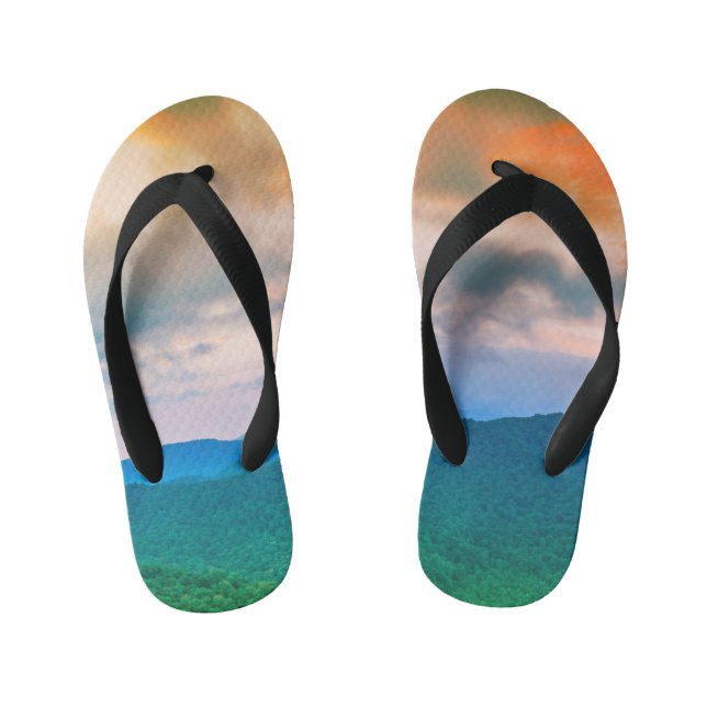 Beautiful sky,red clouds kid's jandals (Footbed)