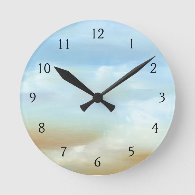 Beautiful Skyscape with Fluffy Clouds Round Clock (Front)