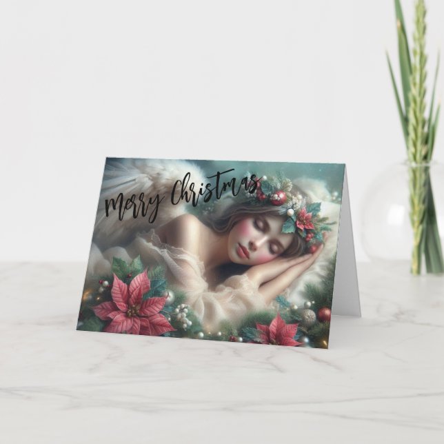 Beautiful Sleeping Angel Holiday Card (Front)