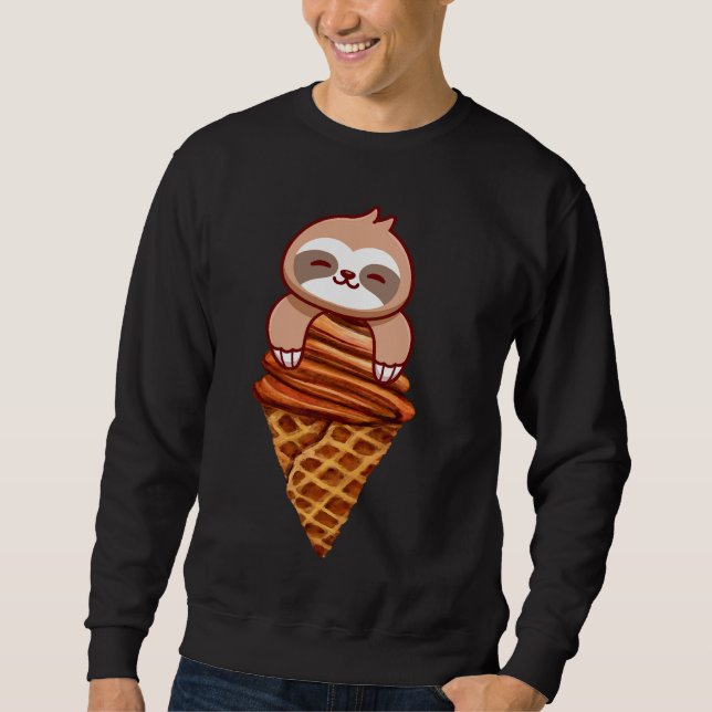 Beautiful Sloth And Ice Cream Cone Art Sweatshirt (Front)