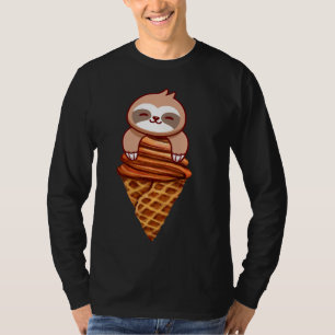Beautiful Sloth And Ice Cream Cone Art T-Shirt