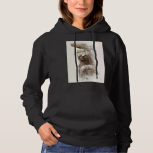 Beautiful Sloth Flower Crown Portrait Hoodie