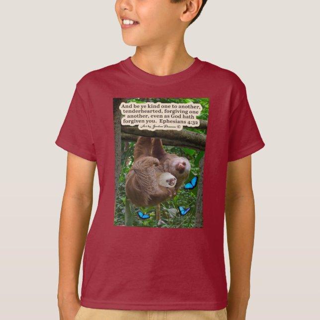 Beautiful Sloth Scripture: Ephesians 4:32  T-Shirt (Front)