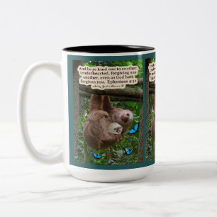 Beautiful Sloth Scripture: Ephesians 4:32 Two-Tone Coffee Mug