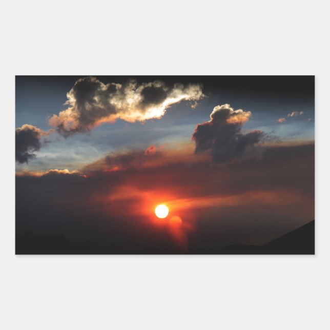 beautiful smokey sunset photo rectangular sticker (Front)