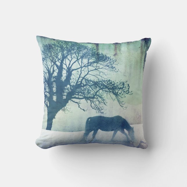 Beautiful Snow Horse Artwork Cushion (Front)