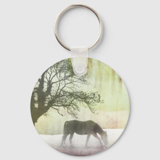 Beautiful Snow Horse Artwork Key Ring