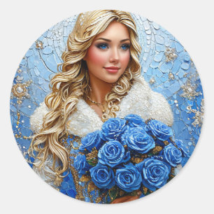 Beautiful Snow Maiden Classic Round Sticker