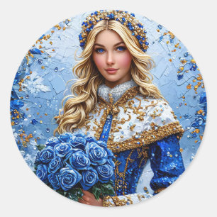 Beautiful Snow Maiden Classic Round Sticker