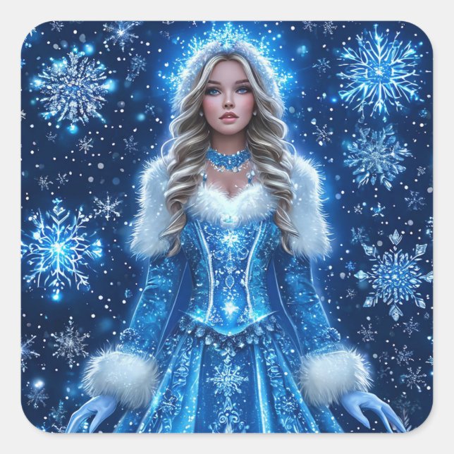 Beautiful Snow Maiden Square Sticker (Front)