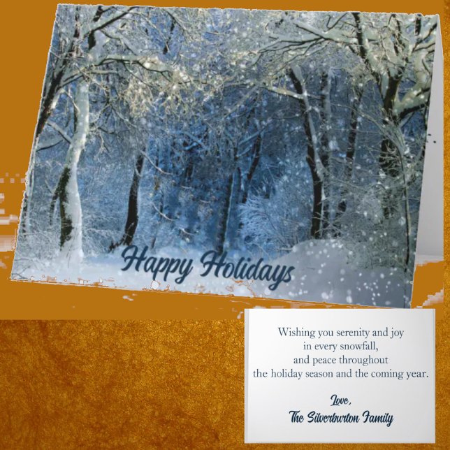 Beautiful Snow Woods Happy Holidays Winter Scenic Holiday Card (Creator Uploaded)