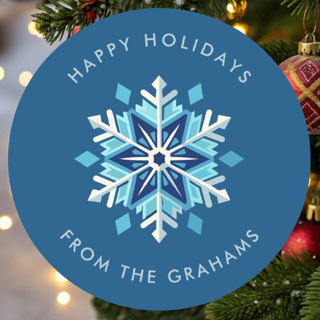 Beautiful Snowflake Christmas Holiday Classic Round Sticker (Creator Uploaded)