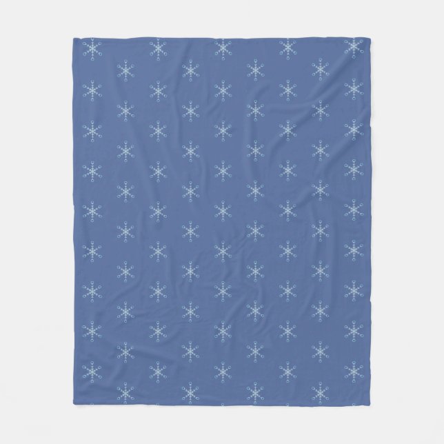 Beautiful Snowflake Pattern on Sky Blue Fleece Blanket (Front)