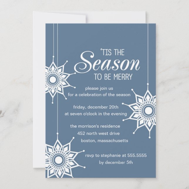 Beautiful Snowflakes -Holiday Party Invitation (Front)