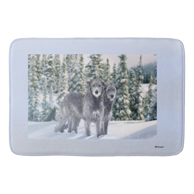 Beautiful Snowy Irish Wolfhound Scene Bath Mat (Front)