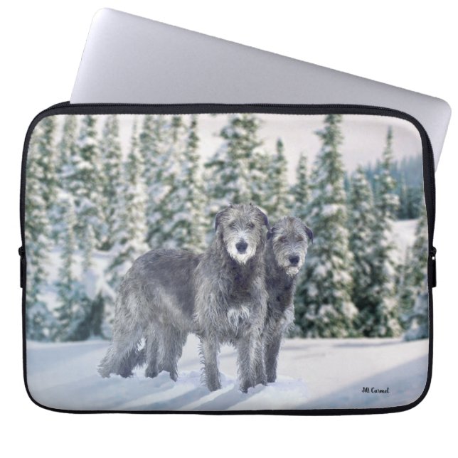 Beautiful Snowy Irish Wolfhound scene  Laptop Sleeve (Front)