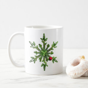 Beautiful Snowy Pine Snowflake Christmas Coffee Mug