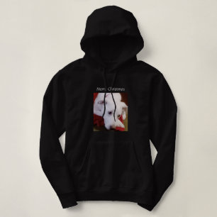 Beautiful Snowy White Puppy Dog Christmas Black Hoodie