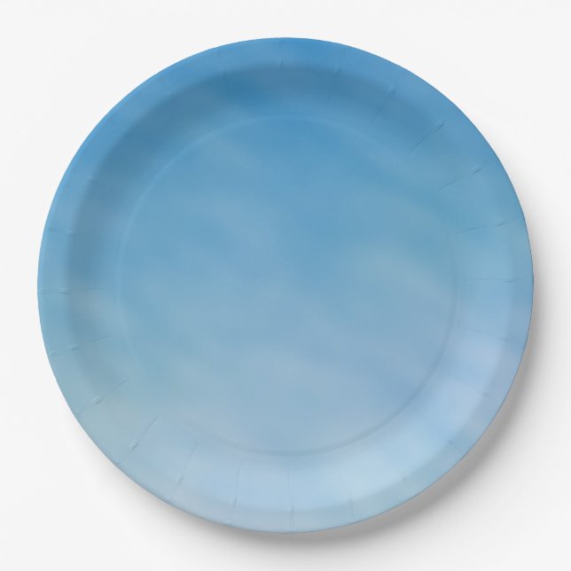 Beautiful Soft Blue Sky with Dreamy Clouds Paper Plate (Front)