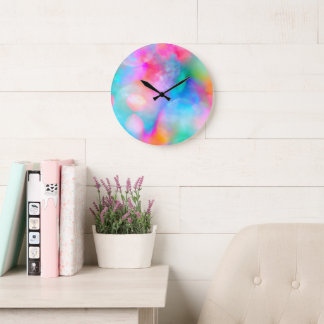 Beautiful Soft Colourful Rainbow Large Clock