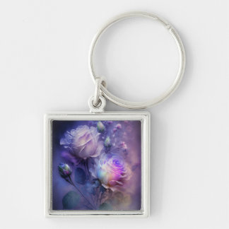 Beautiful Soft Focus Light Spectrum Roses Key Ring