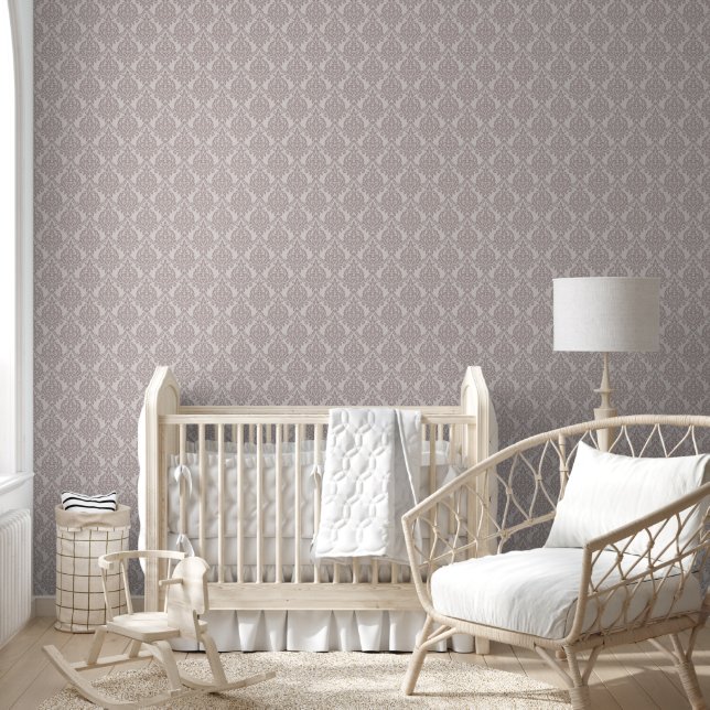 Beautiful soft muted rose beige damask wallpaper (Kids)
