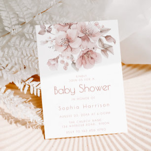 Beautiful Soft Pink Girls Baby Shower Invitation