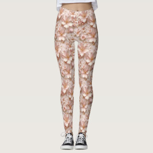 Beautiful Soft Pink Pastel Floral Leggings