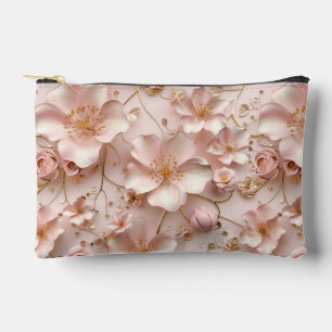 Beautiful Soft Pink Pastel Floral Printed Accessory Pouch