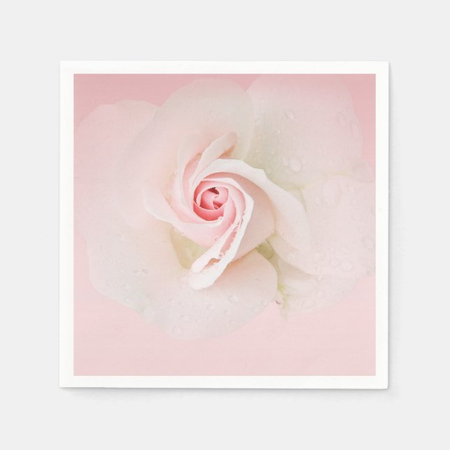 Beautiful Soft Pink Wet Rose Elegant Bridal Shower Napkin (Front)