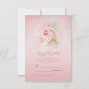 Beautiful Soft Pink Wet Rose Elegant Wedding RSVP Card