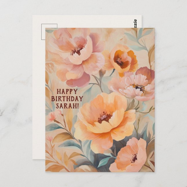 Beautiful Soft Wildflowers Flowers CUSTOM BIRTHDAY Postcard (Front/Back)