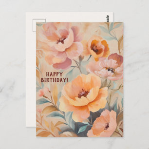 Beautiful Soft Wildflowers Flowers HAPPY BIRTHDAY Postcard