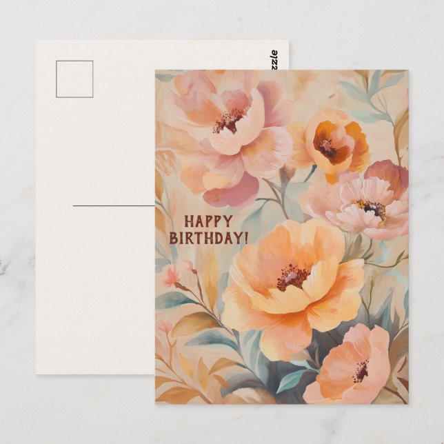 Beautiful Soft Wildflowers Flowers HAPPY BIRTHDAY Postcard (Front/Back)