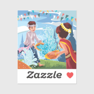 Beautiful Songkran Festival Throwing Water