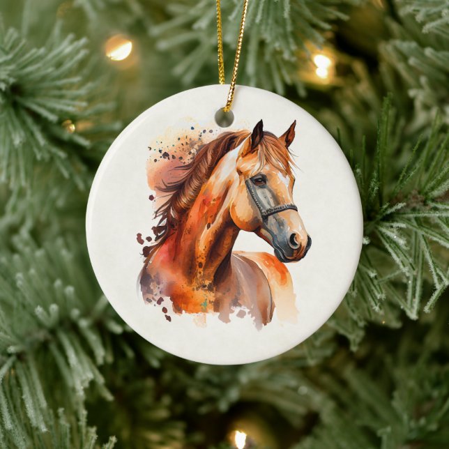 Beautiful Sorrel Horse Portrait Ceramic Tree Decoration (Tree)
