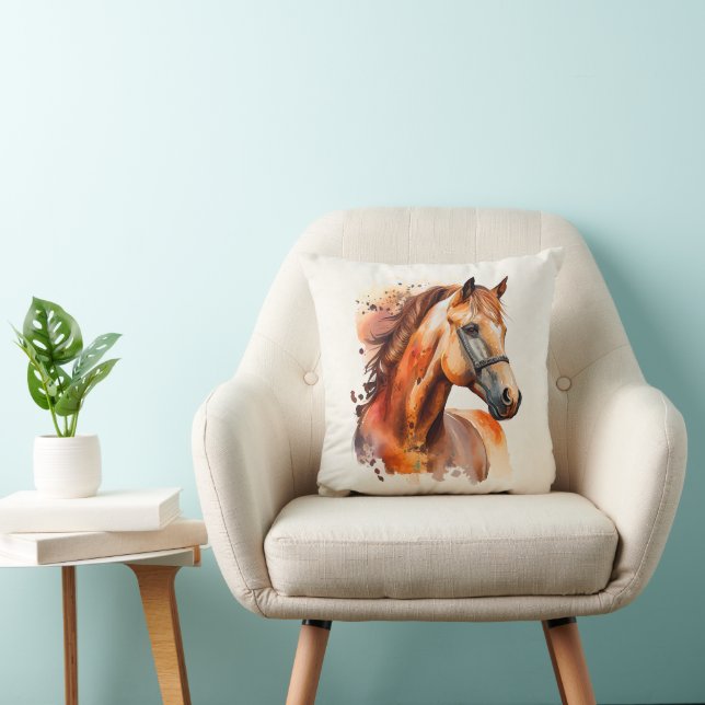 Beautiful Sorrel Horse Portrait Cushion (Chair)