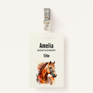 Beautiful Sorrel Horse Portrait ID Badge