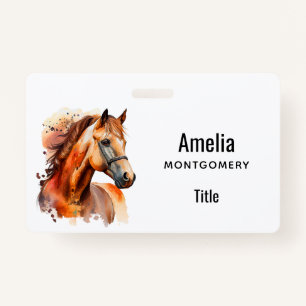 Beautiful Sorrel Horse Portrait ID Badge
