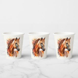 Beautiful Sorrel Horse Portrait Paper Cups